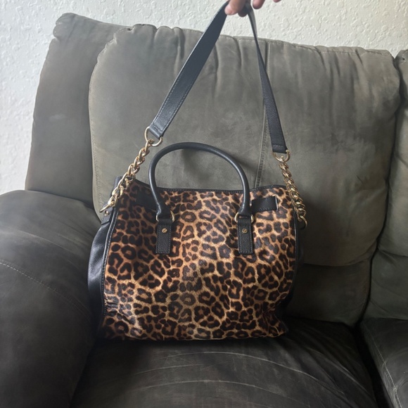 Unique Michael Kors Leopard Print Pony hair tote/shoulder bag - Picture 6 of 11